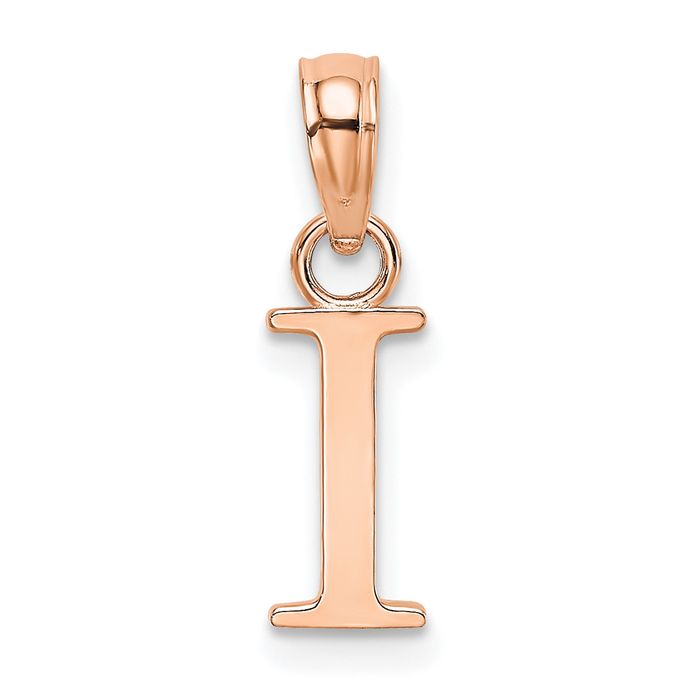 14K Solid Rose Gold Letter I Initial Necklace - Picture 10 of 12