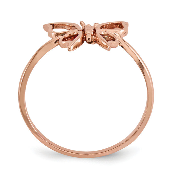 14K Solid Rose Gold Butterfly Statement Ring - Picture 9 of 60