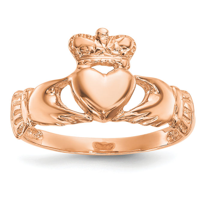 14K Solid Rose Gold Heart Celtic Ring - Picture 17 of 52