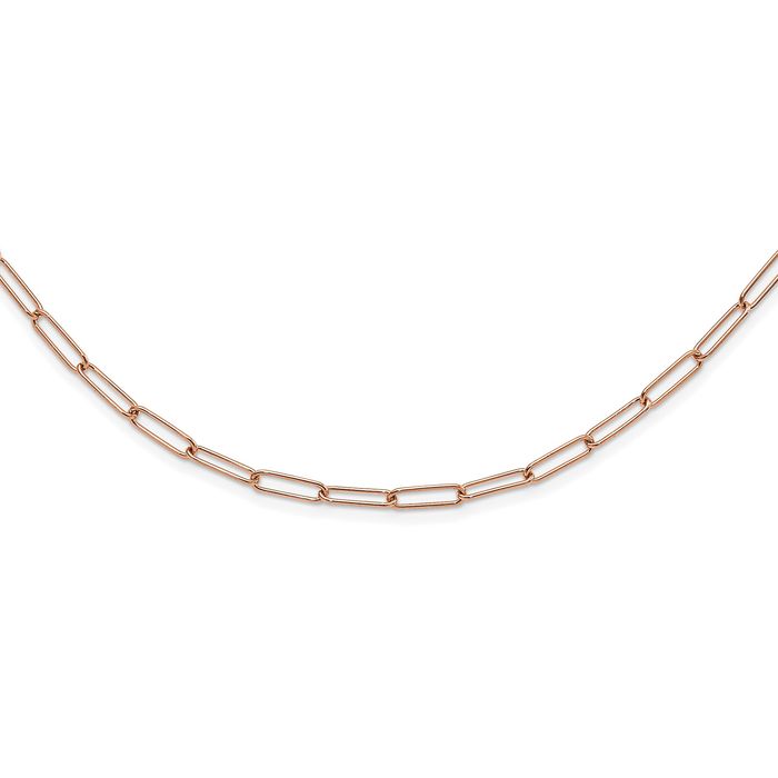 14K Solid Rose Pink Gold Link Chain Necklace