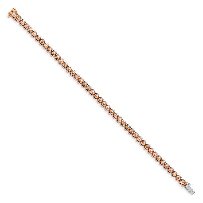 14K Solid Rose Pink Gold Diamond Tennis Bracelet