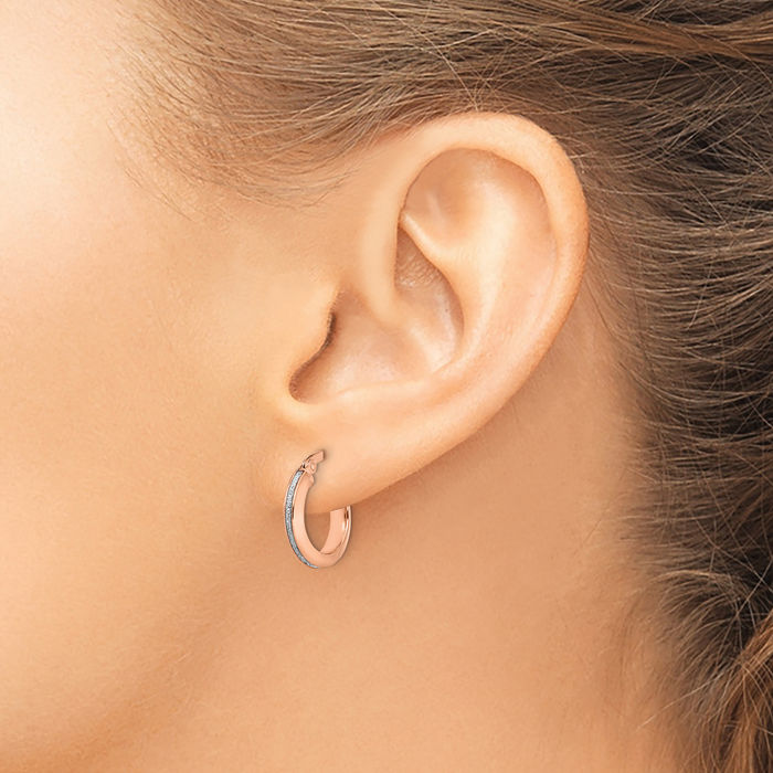 14K Solid Rose Pink Gold Small Hoop Earrings