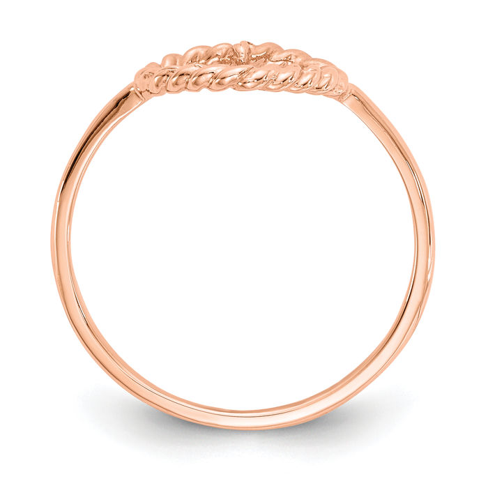 14K Solid Rose Pink Gold Heart Ring Love Band