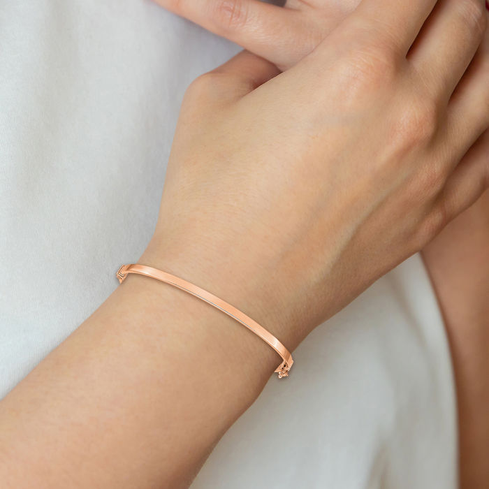 14K Solid Rose Pink Gold Bangle Bracelet