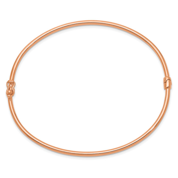 14K Solid Rose Pink Gold Bangle Bracelet