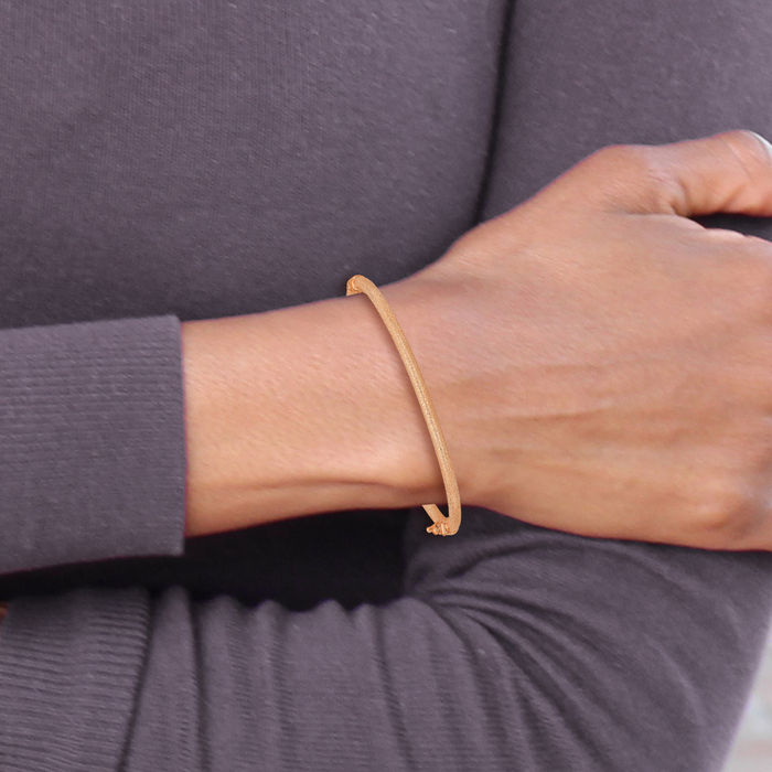 14K Solid Rose Pink Gold Bangle Bracelet