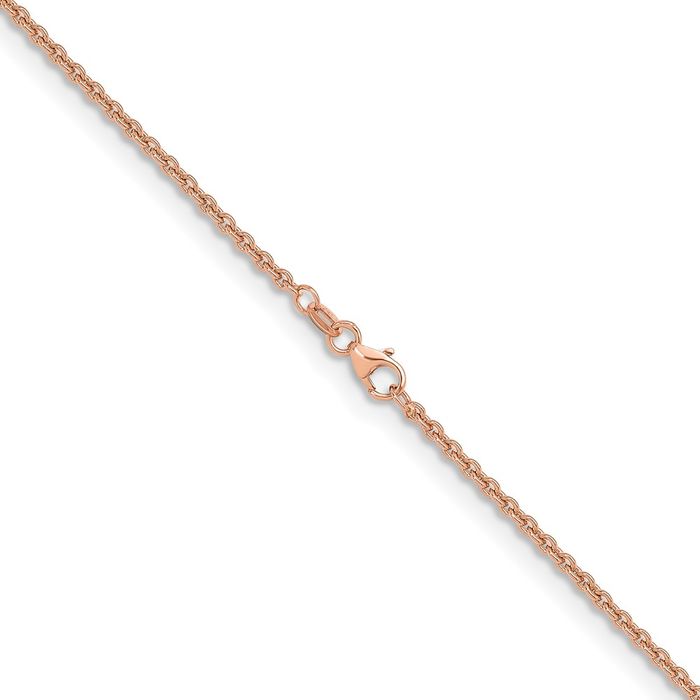 14K Solid Rose Pink Gold 2.3mm Cable Rolo Link Chain Belcher Necklace