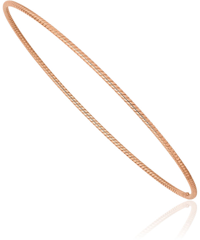 14K Solid 1.5mm Rose Pink Gold Slip On Bangle Bracelet