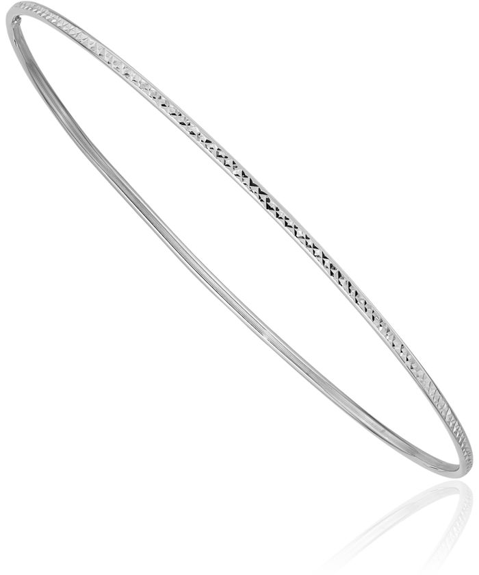 14K Solid 1.5mm White Gold Slip On Bangle Bracelet