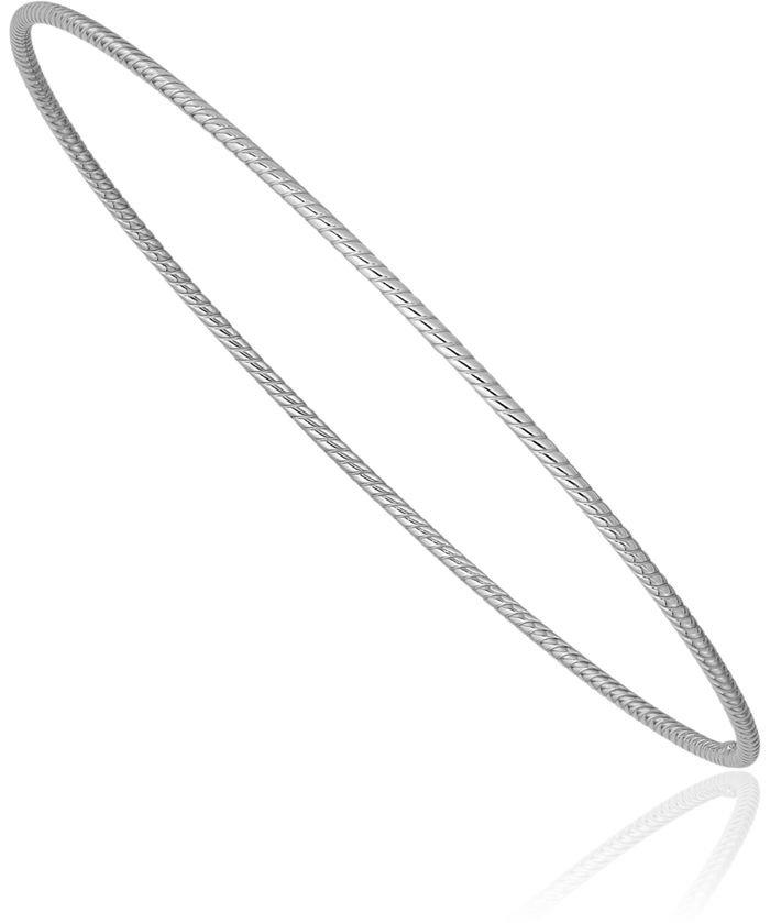 14K Solid 1.5mm White Gold Slip On Bangle Bracelet