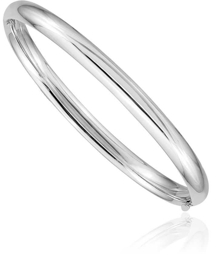 14K Solid 4.75mm White Gold Bangle Bracelet