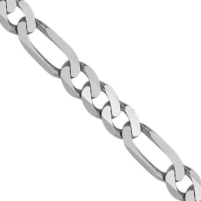 14K Solid 4mm White Gold Figaro Link Chain Necklace