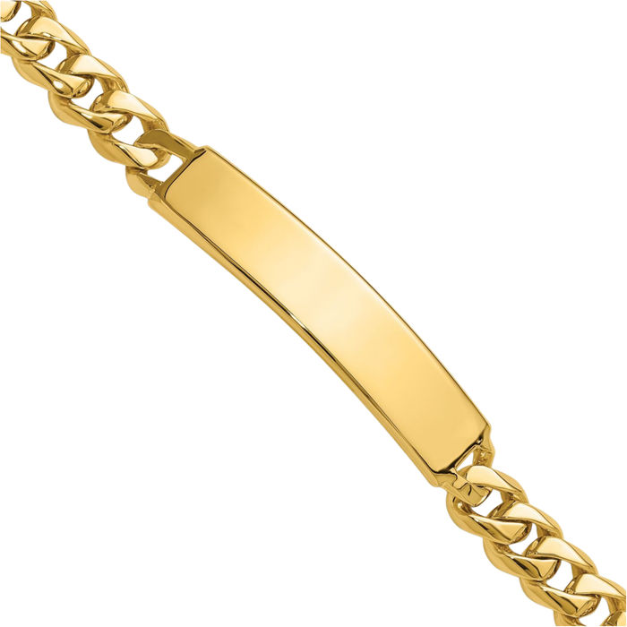 14K Solid Curb Link Name Bar Identification ID Bracelet