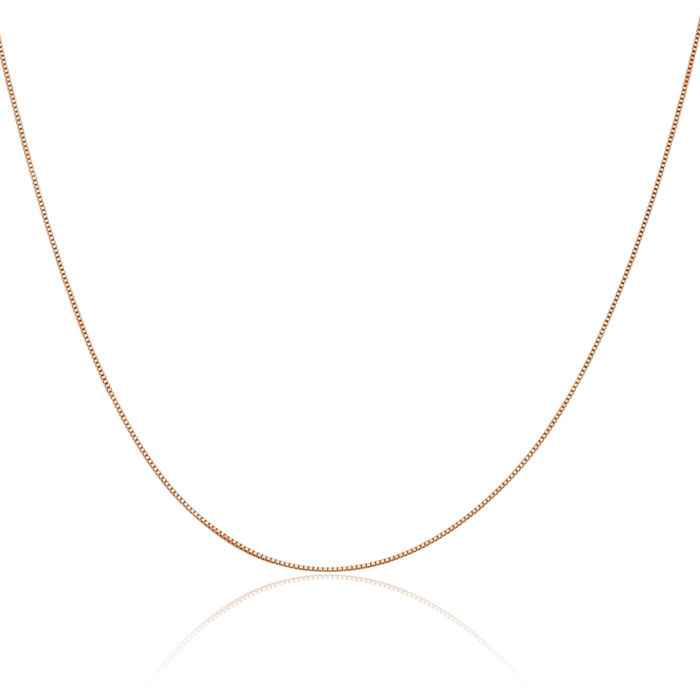 14K Solid Rose Pink Gold 0.5mm Box Link Chain Necklace