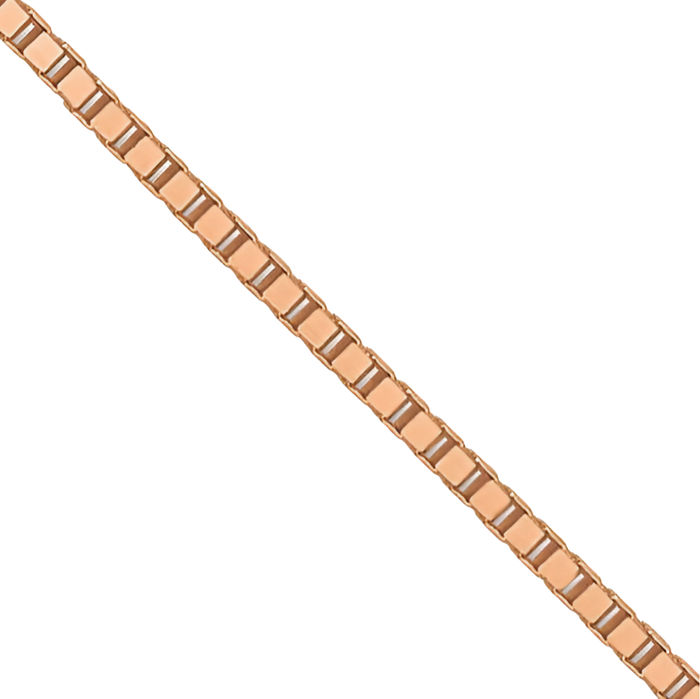 14K Solid Rose Pink Gold 0.5mm Box Link Chain Necklace