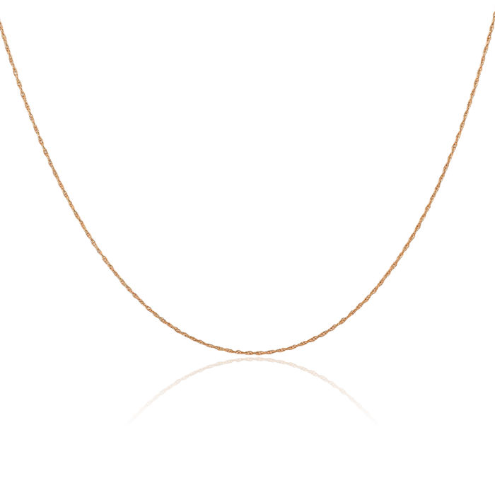 14K Solid Rose Pink Gold 0.5mm Cable Rope Chain Twisted Link Necklace