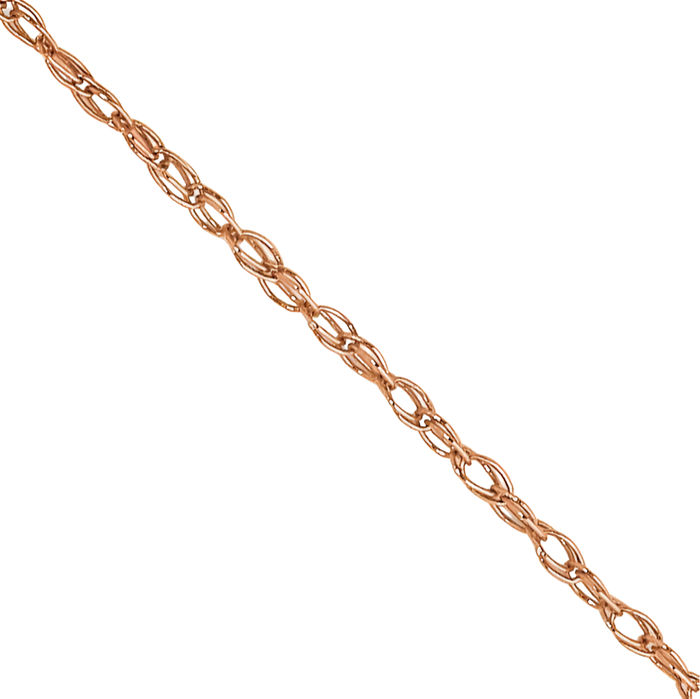 14K Solid Rose Pink Gold 0.5mm Cable Rope Chain Twisted Link Necklace