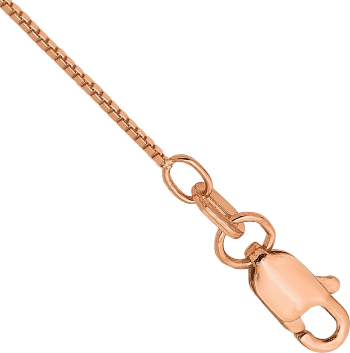 14K Solid Rose Pink Gold 0.7mm Box Link Chain Anklet Summer Beach Foot Ankle Bracelet