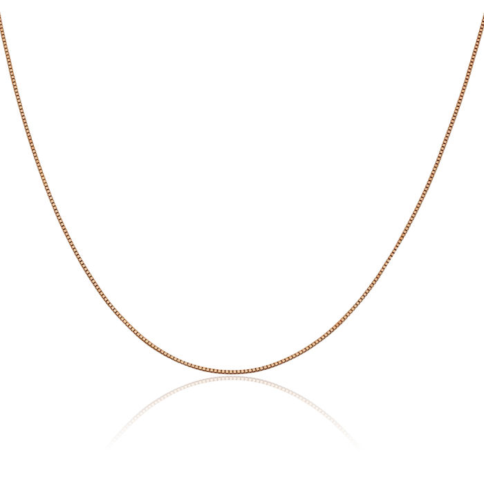 14K Solid Rose Pink Gold 0.7mm Box Link Chain Necklace