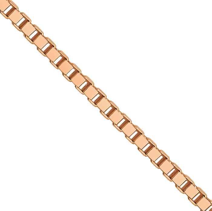 14K Solid Rose Pink Gold 0.7mm Box Link Chain Necklace