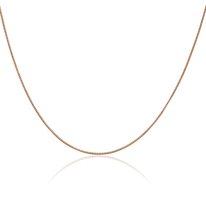 10K Solid Rose Pink Gold 0.7mm Box Link Chain Necklace