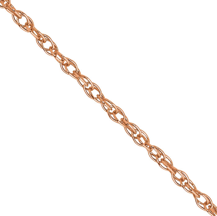 14K Solid Rose Pink Gold 0.7mm Cable Rope Chain Twisted Link Necklace