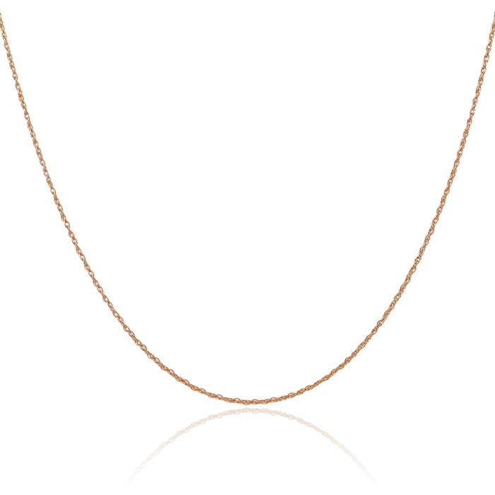 14K Solid Rose Pink Gold 0.7mm Cable Rope Chain Twisted Link Necklace