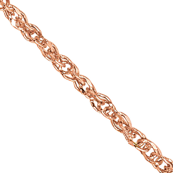 14K Solid Rose Pink Gold 0.7mm Rope Chain Twisted Link Necklace