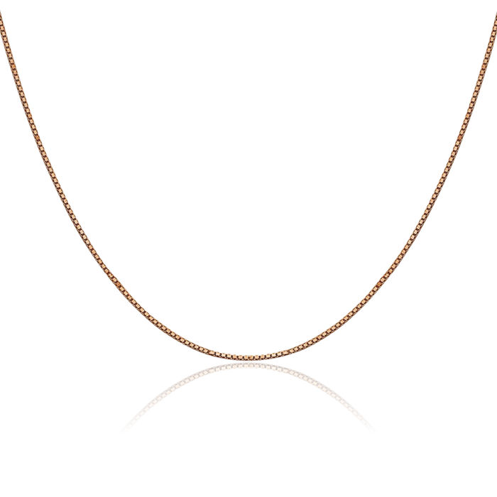 14K Solid Rose Pink Gold 0.8mm Box Link Chain Necklace