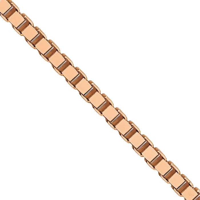 14K Solid Rose Pink Gold 0.8mm Box Link Chain Necklace