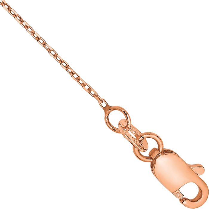 14K Solid Rose Pink Gold 0.8mm Cable Rolo Link Chain Anklet Summer Beach Foot Ankle Bracelet