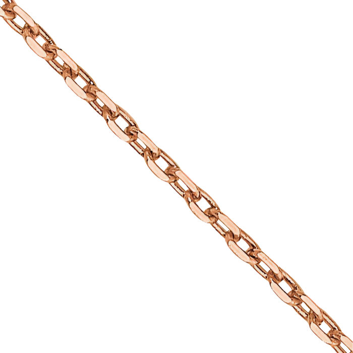 14K Solid Rose Pink Gold 0.8mm Cable Rolo Link Chain Belcher Necklace