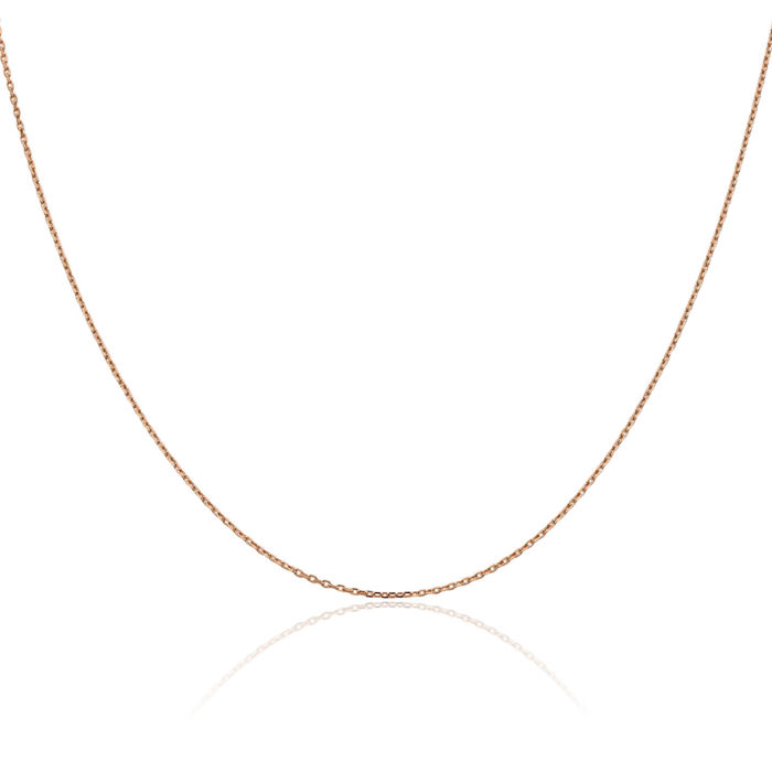 14K Solid Rose Pink Gold 0.8mm Cable Rolo Link Chain Belcher Necklace