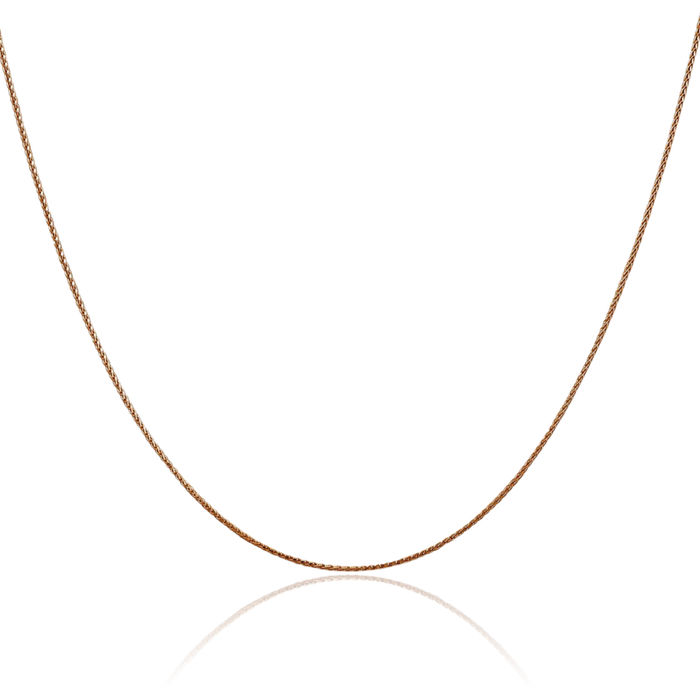 14K Solid Rose Pink Gold 0.8mm Spiga Wheat Link Chain Necklace