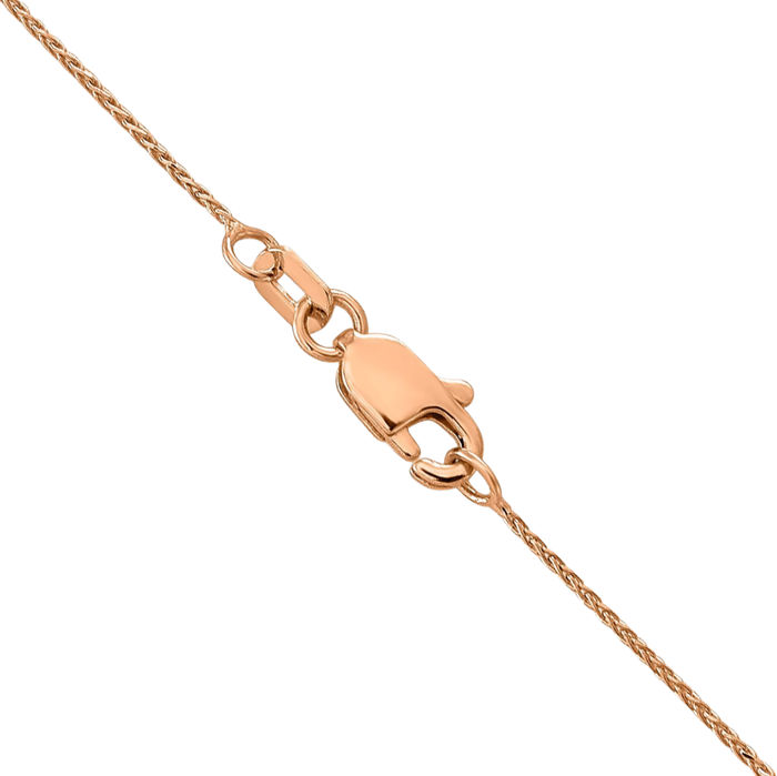 14K Solid Rose Pink Gold 0.8mm Spiga Wheat Link Chain Necklace