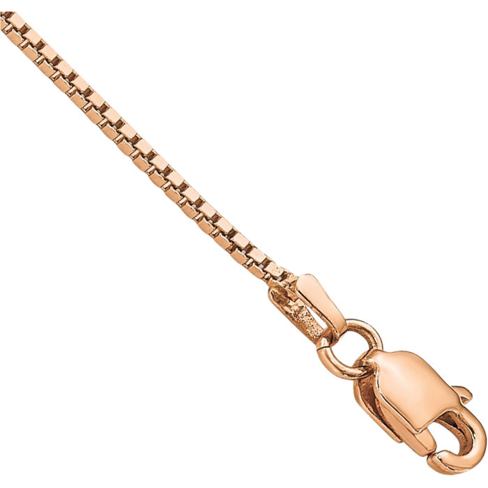 14K Solid Rose Pink Gold 0.95mm Box Link Chain Bracelet