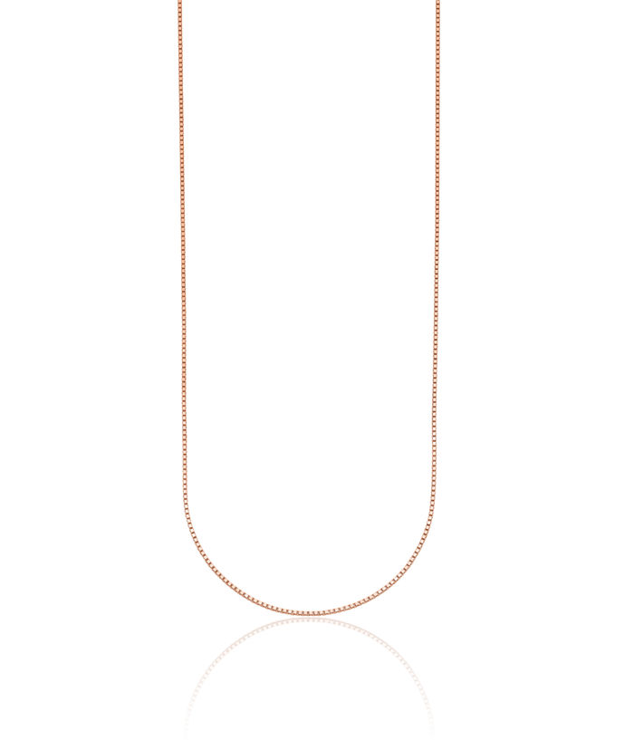 14K Solid Rose Pink Gold 0.9mm Box Link Chain Necklace