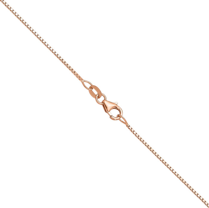 14K Solid Rose Pink Gold 0.9mm Box Link Chain Necklace