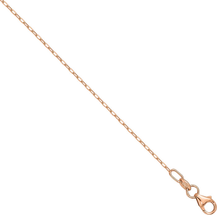 14K Solid Rose Pink Gold 0.9mm Cable Rolo Link Chain Belcher Necklace