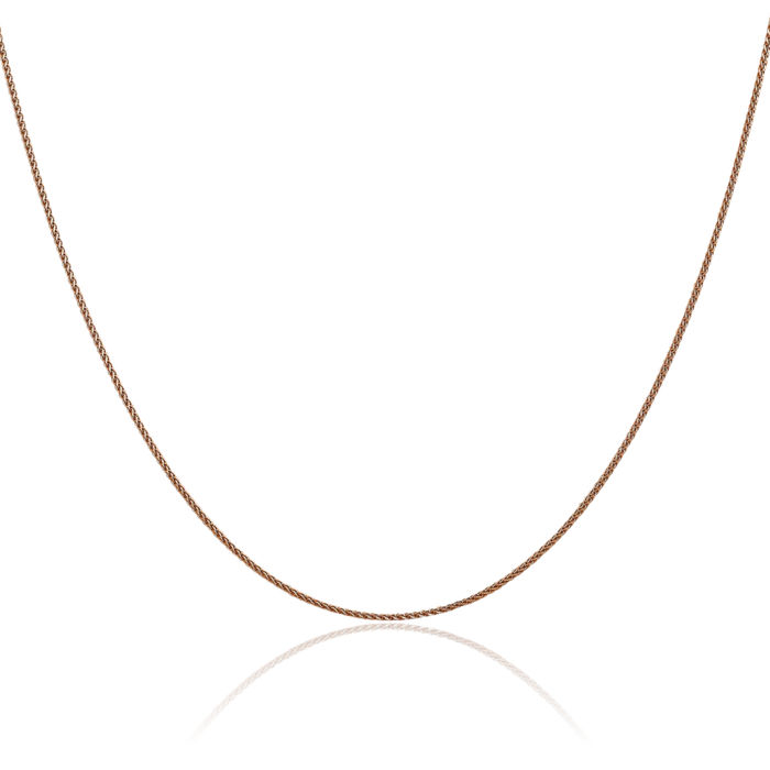 14K Solid Rose Pink Gold 1.05mm Spiga Wheat Link Chain Necklace