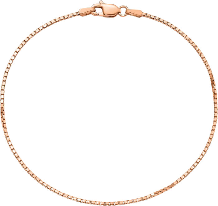 14K Solid Rose Pink Gold 0.7mm Box Link Chain Anklet Summer Beach Foot Ankle Bracelet