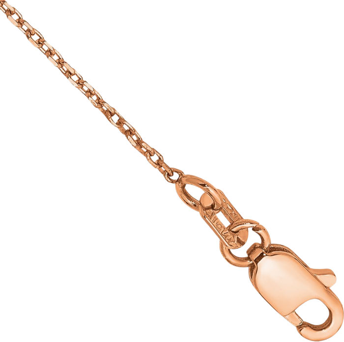 14K Solid Rose Pink Gold 1.10mm Cable Rolo Link Chain Anklet Summer Beach Foot Ankle Bracelet