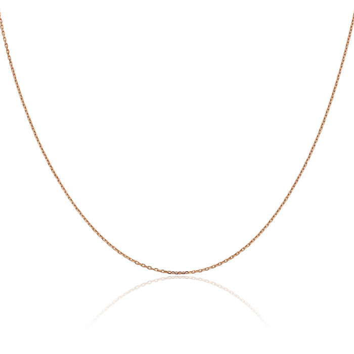 14K Solid Rose Pink Gold 1.10mm Cable Rolo Link Chain Belcher Necklace