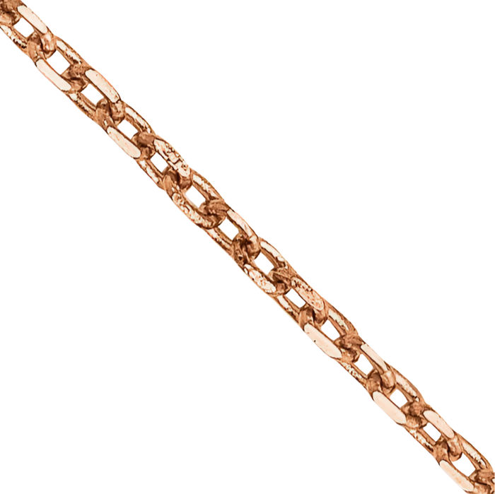 14K Solid Rose Pink Gold 1.10mm Cable Rolo Link Chain Belcher Necklace