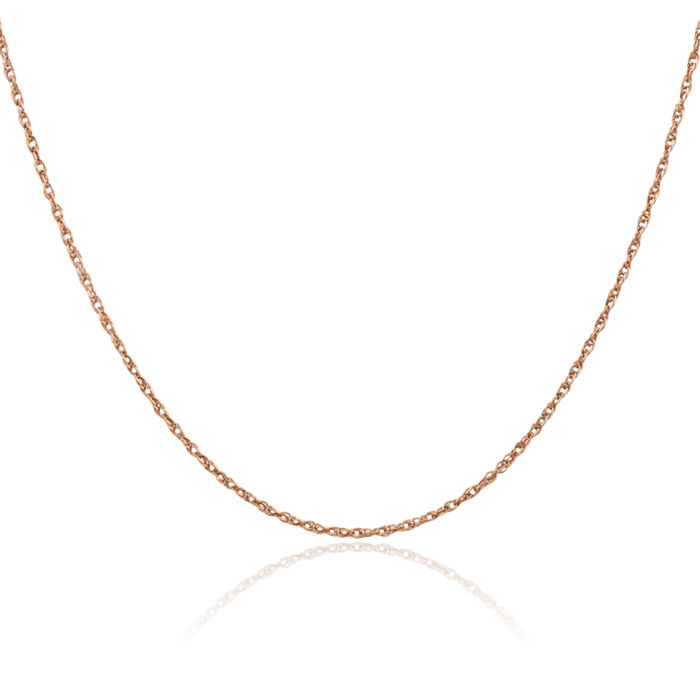 14K Solid Rose Pink Gold 0.7mm Rope Chain Twisted Link Necklace