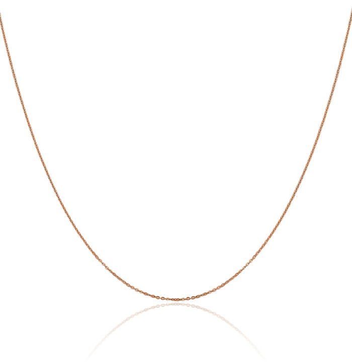 14K Solid Rose Pink Gold 1.1mm Cable Rolo Link Chain Belcher Necklace