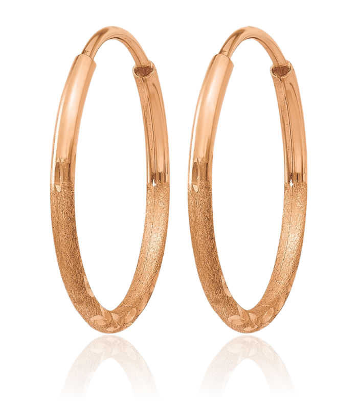 14K Solid Rose Pink Gold 1.25mm Endless Round Small Hoop Earrings