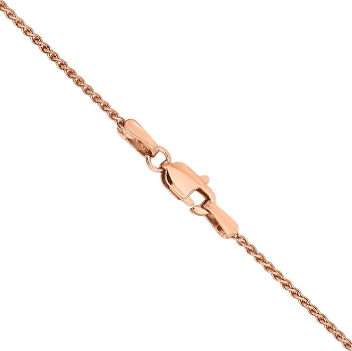 14K Solid Rose Pink Gold 1.25mm Spiga Wheat Link Chain Necklace