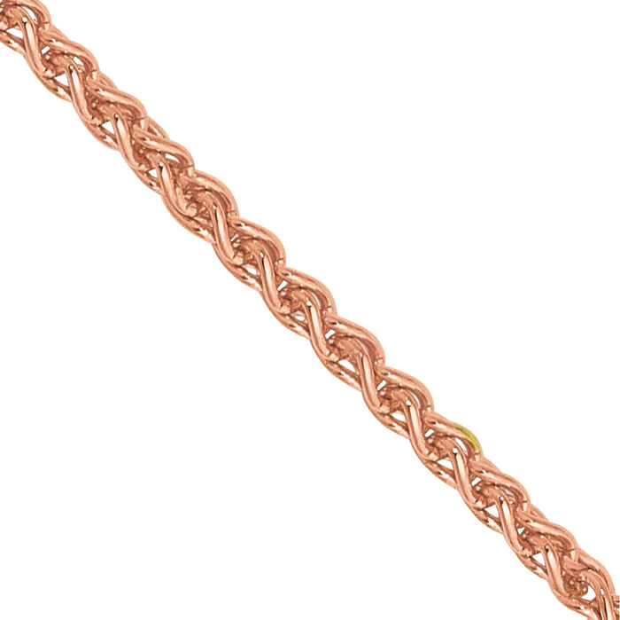 14K Solid Rose Pink Gold 1.25mm Spiga Wheat Link Chain Necklace