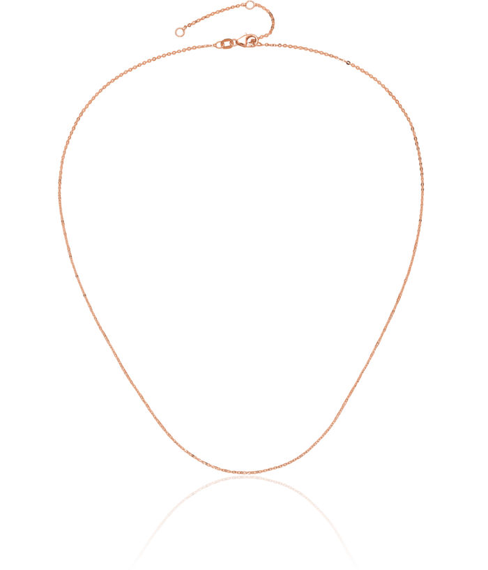 14K Solid Rose Pink Gold 1.2mm Cable Adjustable Chain Necklace